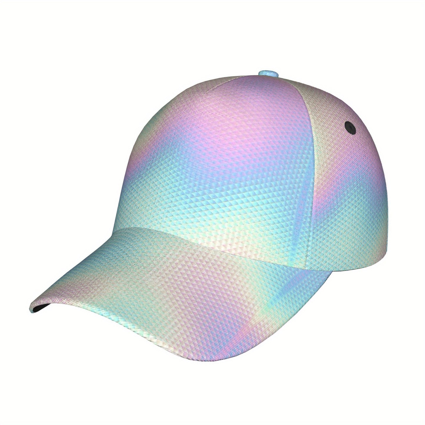 1pc Rainbow Iridescent Reflective Baseball Cap for Men & Women - Adjustable Lightweight Duckbill Hat with Cartoon Pattern, Outdoor Casual Travel Beach Party Hat, Perfect Gift for Halloween, Father’s Day, Graduation, Travel