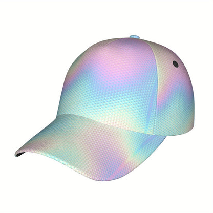 1pc Rainbow Iridescent Reflective Baseball Cap for Men & Women - Adjustable Lightweight Duckbill Hat with Cartoon Pattern, Outdoor Casual Travel Beach Party Hat, Perfect Gift for Halloween, Father’s Day, Graduation, Travel