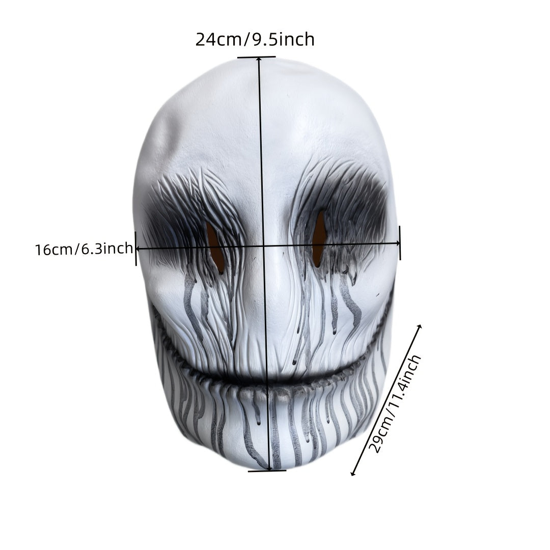 1pc Synthetic Latex Tearful White Ghost Mask - Halloween Costume Accessory, Role-Playing Party Prop, Washable Adult Size, Non-Toxic No Power Needed, Halloween Costume | Eerie Atmosphere | Durable Latex Mask