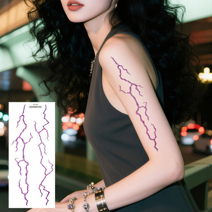 4 Lightning Tattoo Stickers with Floral Blood Vessel Design, Waterproof Halloween Makeup Face Decals - Realistic Black Sketch Temporary Tattoos for Men & Women: Arm, Thigh, Body Art, Long-Lasting Fake Tattoos