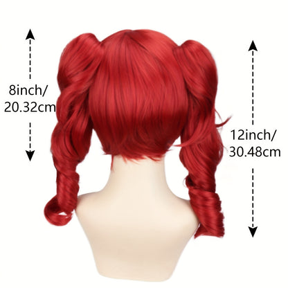 [Scary Clown Wig] Heat-Resistant Synthetic Fiber Scary Clown Wig - Red Curly Hair, Extreme Volume for Halloween, Circus, Costume Parties | Easy to Style & Maintain - Unisex Adult Horror Party Makeup - Compatible with Pennywis