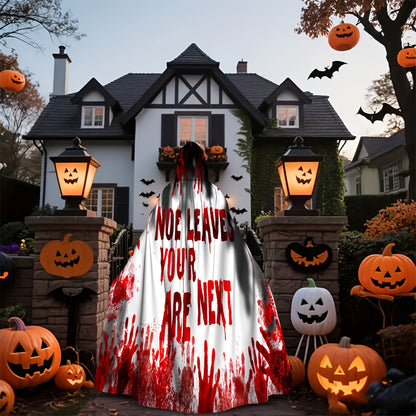 1pc Adult Horror Blood-Splatter Hooded Robe with Adjustable Tie - Realistic Fake Blood Drip Effect, Hand Wash Only, Red & Black Gothic Costume for Halloween, Themed Parties & Cosplay - Spooky Cloak with Handprint Design, Mult