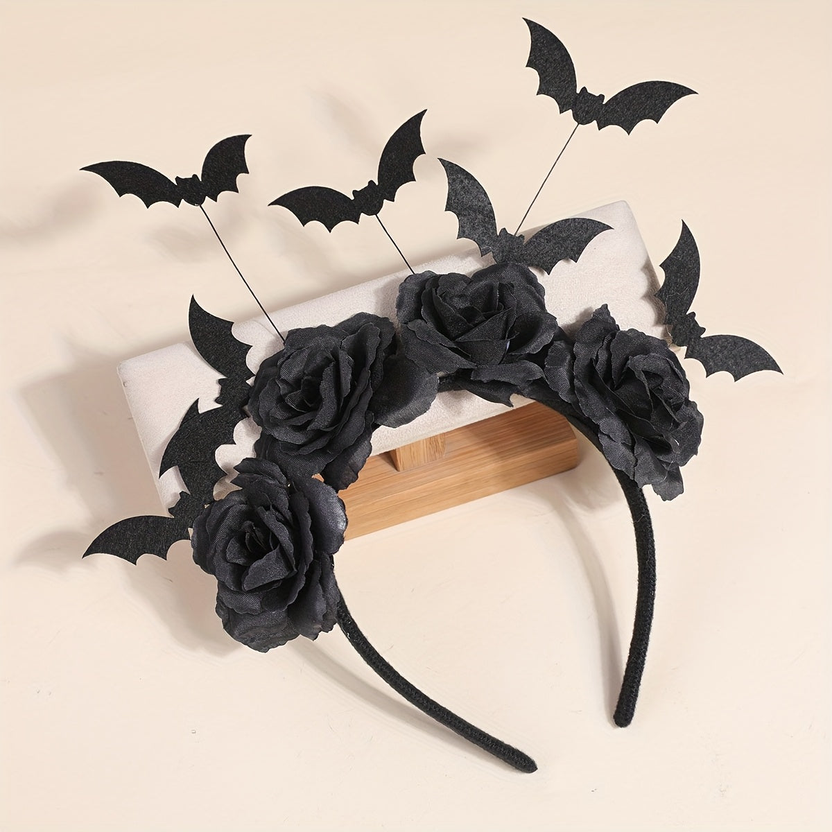 [Halloween Witch Hat Headband] Halloween Witch Hat Headband - 1pc Gothic Bat Hair Clip with Black Fake Flowers, Dark Cosplay Accessory for Women