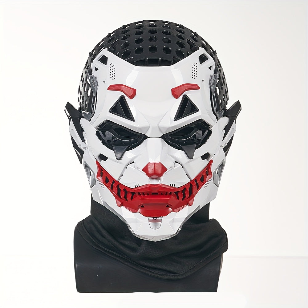 1pc Joker Clown Costume Mask - Inspired Horror Joker Mask with White & Red Lip Design, Clear Eyes & Sharp Jawline - Non-Toxic & Easy-to-Wear for Cosplay, Carnival, Costume Parties - Joker Makeup Effect for Adults & Teens (No