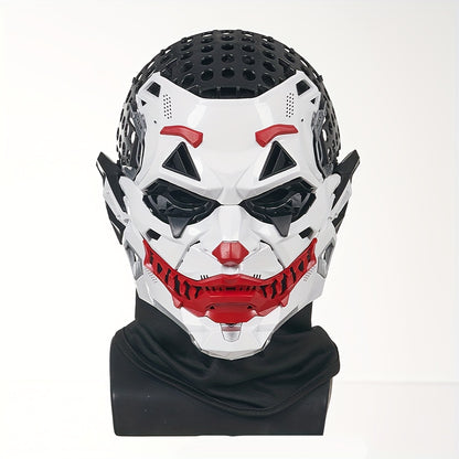 1pc Joker Clown Costume Mask - Inspired Horror Joker Mask with White & Red Lip Design, Clear Eyes & Sharp Jawline - Non-Toxic & Easy-to-Wear for Cosplay, Carnival, Costume Parties - Joker Makeup Effect for Adults & Teens (No