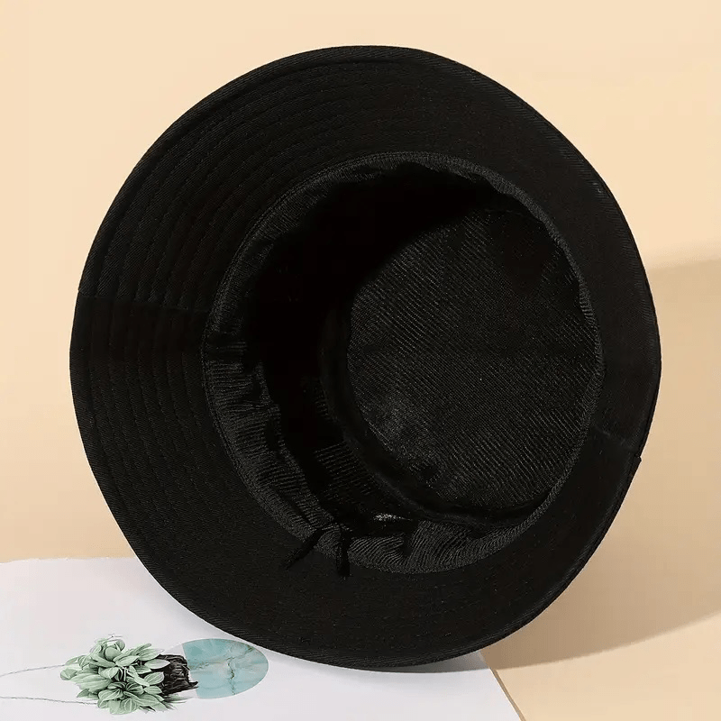 1pc Trendy Streetwear Bucket Hat with Bold "EAT RAVE REPEAT" Graphic Print - Black Unisex Summer Hat for Outdoor Camping Hiking Fishing, Adjustable Comfort Fit, Camping Gear, Festival Accessory, Street Fashion, Breathable Fab