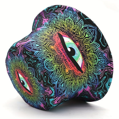1pc Lightweight Double-Sided Print Bucket Hat - Vibrant All-Seeing Eye, Sun-Protective & Perfect For Parties And Outdoor Activities For Men And Women
