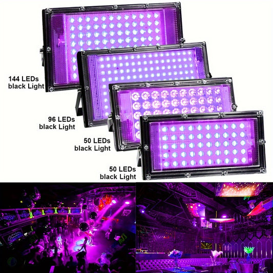 USB Powered Black Light with 50/96/144 LEDs, Metal UV Floodlight for Luminous Parties, Halloween/Christmas, Body & Fluorescent Painting, Birthday & Neon Events, Switch Control, No Battery Required, Night Light Rechargeable