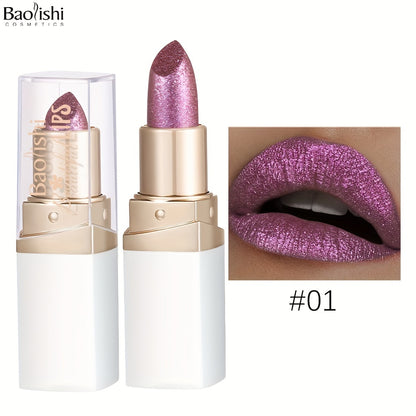 BAOLISHI Chameleon Shiny Lipstick, Highly Pigmented Metallic Lipstick Shiny Gradient Color Long-lasting Makeup Sparkle For All Day For Music Festival