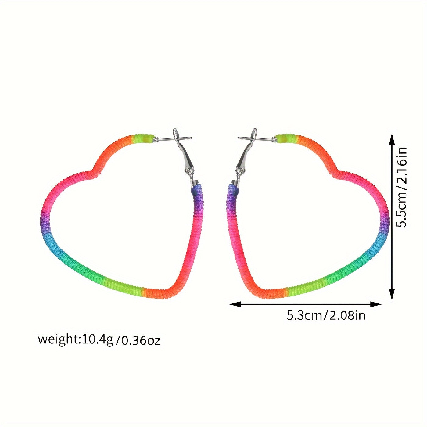 [Adventure] Colorful Bohemian Braided Heart-Shaped Hoop Earrings for Women - Vibrant Multicolor, All-Season Wear, Ideal for Daily & Gift Giving, Quirky Earrings