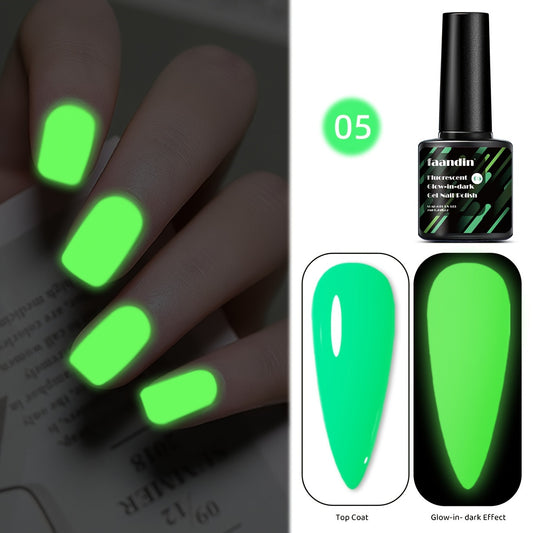 Faandin 7ml, trendy and colorful glow-in-the-dark gel nail polish, essential for parties, nightclubs, Halloween, durable, fade-resistant, easy-to-apply removable fluorescent nail glue, wholesale manicure supplies for salons