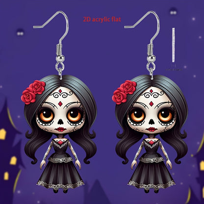 2D Flat, 8 Pairs/set Sugar Skull Acrylic Earrings Accessories Cute Pendant, Suitable for Fan Gifts Jewelry, 2D Flat