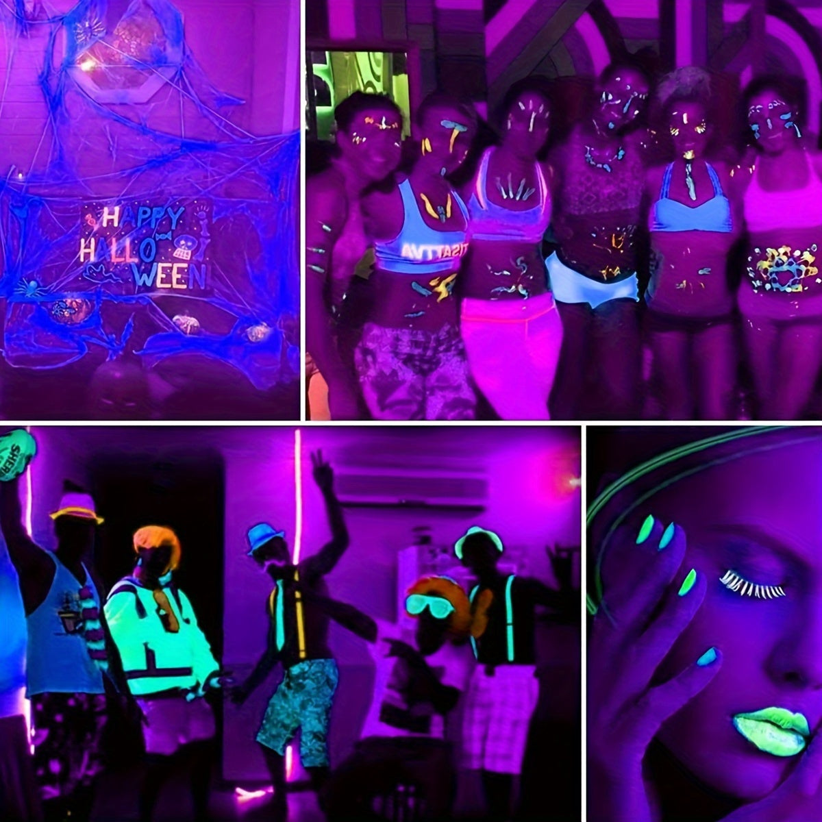 USB Powered Black Light with 50/96/144 LEDs, Metal UV Floodlight for Luminous Parties, Halloween/Christmas, Body & Fluorescent Painting, Birthday & Neon Events, Switch Control, No Battery Required, Night Light Rechargeable