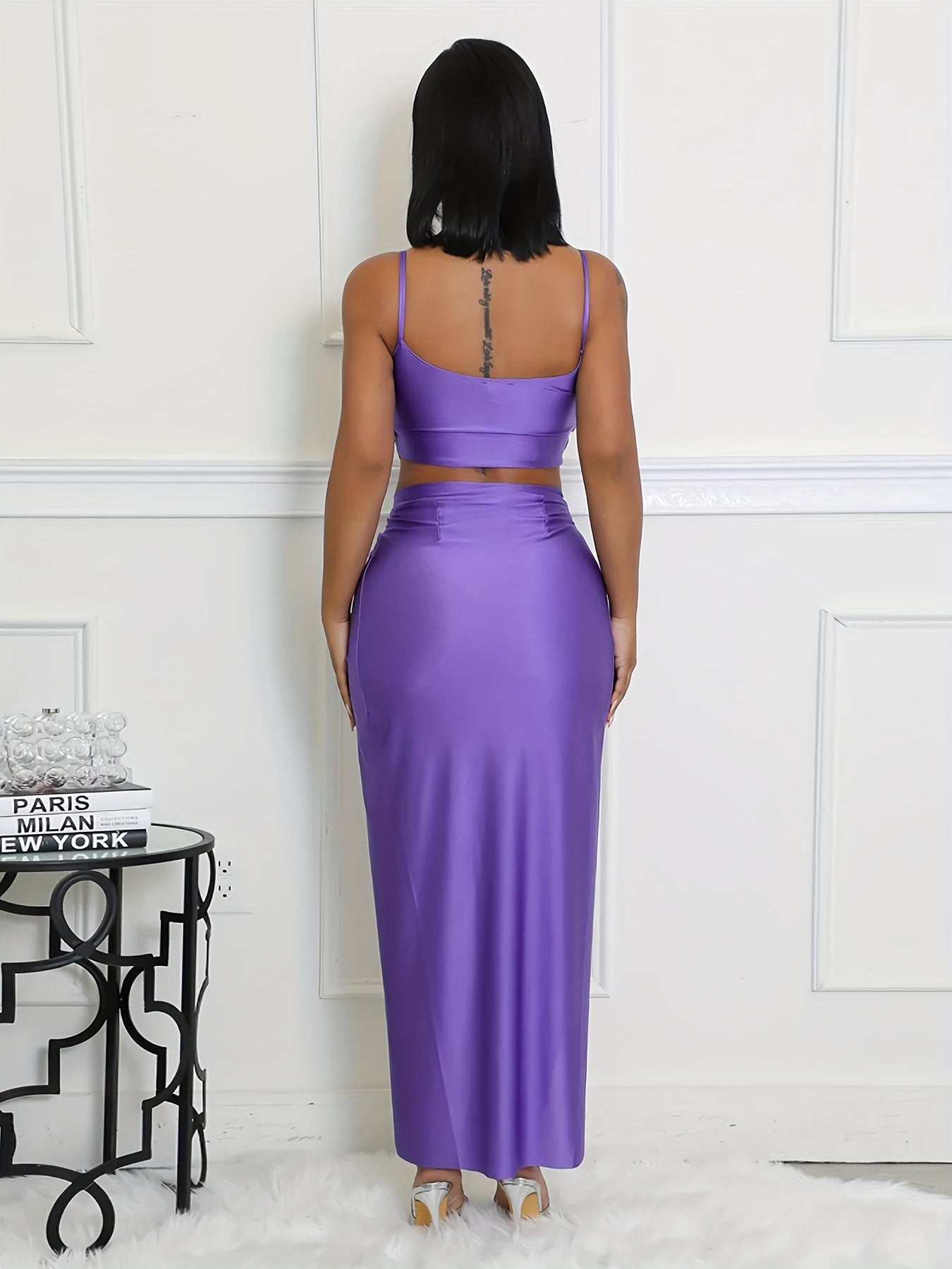 Women'S Sexy High-Slit Maxi Skirt - Solid Color Orange, High-Waisted, Flowing Design, Perfect for Summer & Spring, Versatile Fashion, Cute Skirts, Casual Elegance