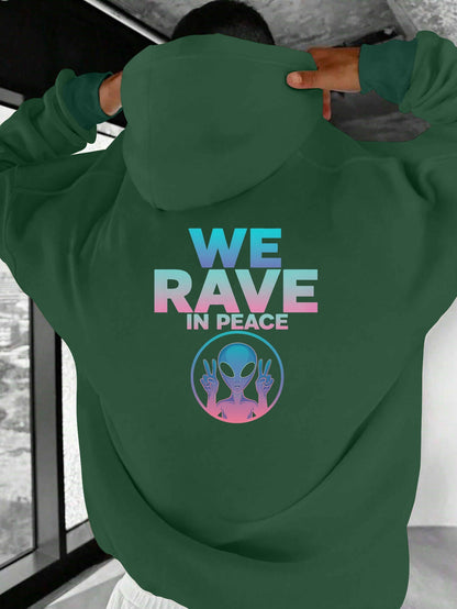 WE RAVE IN PEACE with Alien Men'S Casual Hoodies