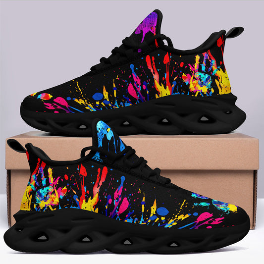 Men'S Fashion Casual Sneakers with Colorful Splatter Design - Ultra-Light Twist Sole, Comfortable Trainers for Running, Travel & Streetwear | Trendy Low-Top Lace-Up Shoes in Black with Vibrant Splash Pattern, All-Season Wear,