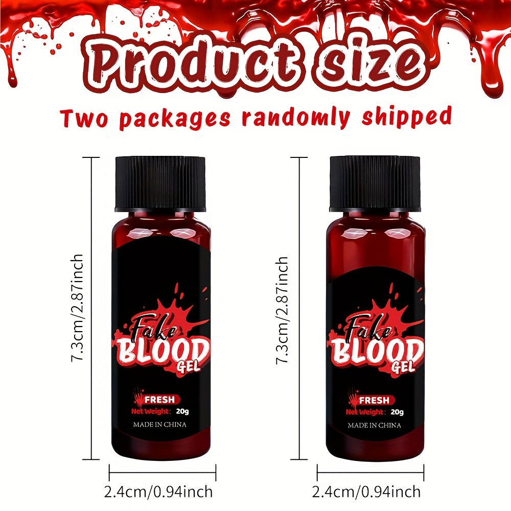 Washable Fake Blood Makeup with Brush - Perfect for Vampires, Zombies, Clowns & Cosplay - Realistic Clotted Blood Effect