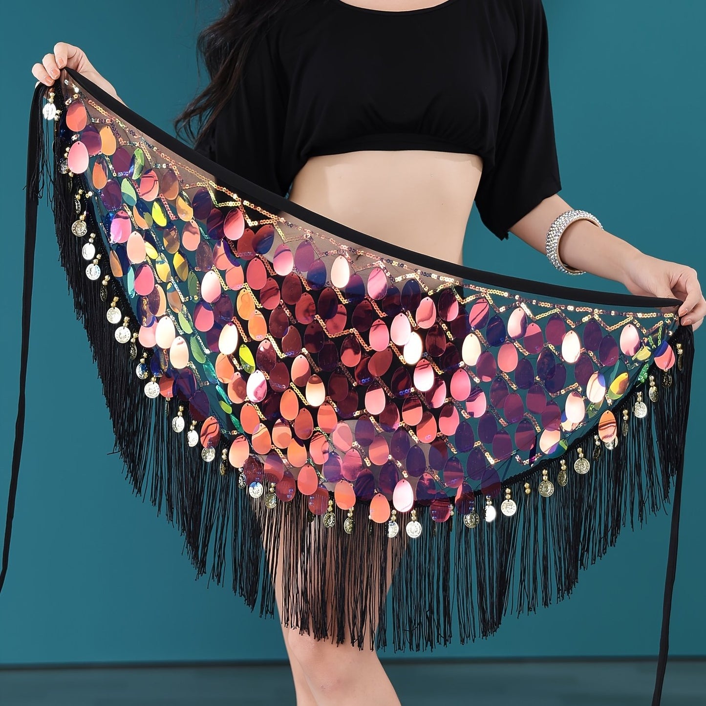 Glitter Sequins Belly Dance Hip Scarf