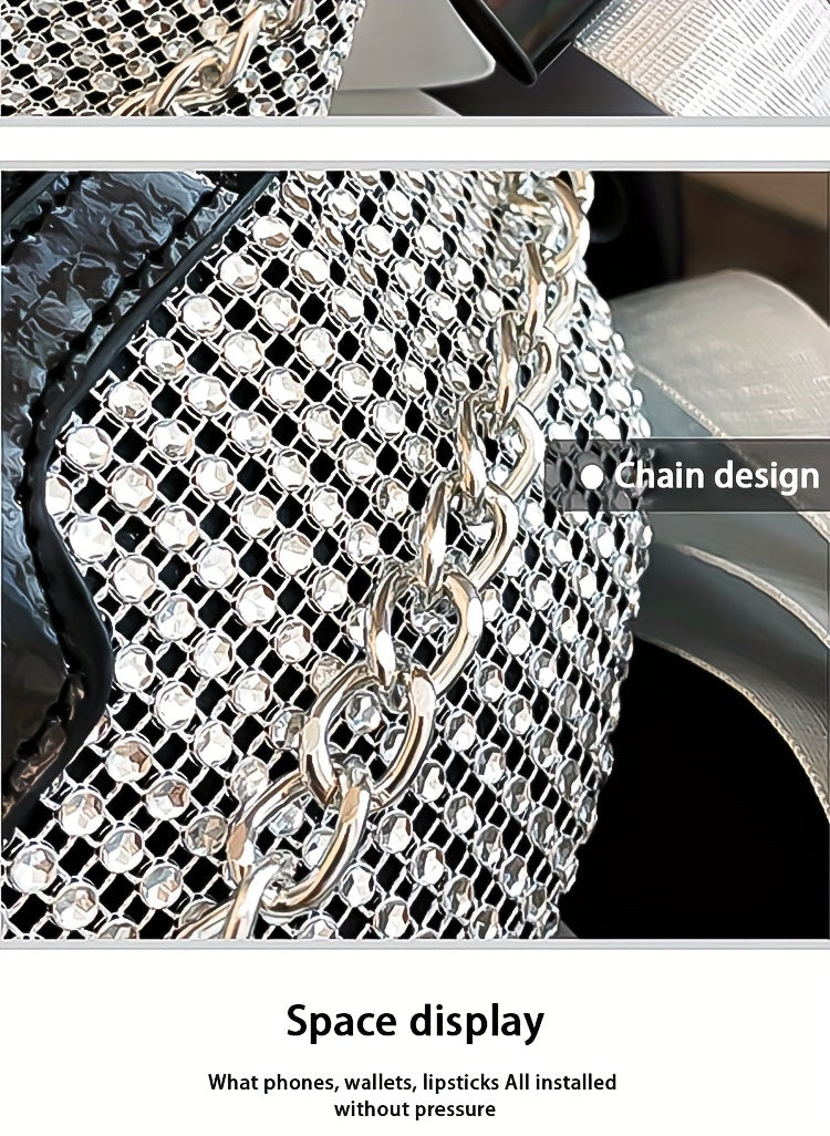 Shining Rhinestone Waist Bag, Bling-Bling belt bag for Women, Trendy Chain Decor Crossbody Chest Bag Bum Bag belt bag