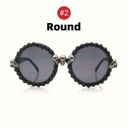 Vintage Gothic Skull Cat Eye Fashion Glasses - Plastic Frame with Crystal Embellishments, Suitable for Both Men And Women, Perfect for Halloween And Party Events.