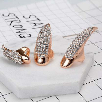 5pcs, Eagle Claw Ring, Punk Style Cat Claw Ring, Gothic False Nails, Armor Effect Finger Joints Curved Sharp Claws, Suitable for Role-Playing Parties, Unisex Halloween Gifts, Exaggerated Long Nails, Personalized Fashion Style