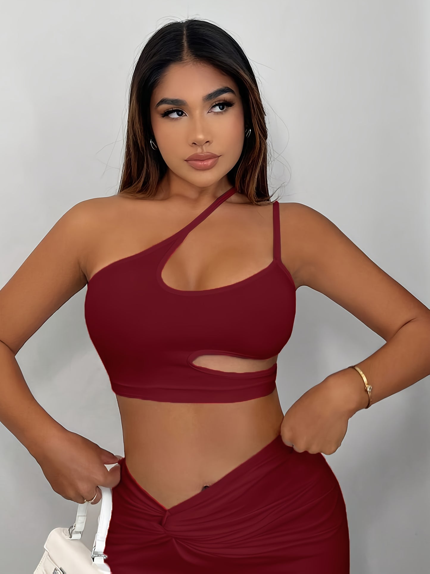 Women'S Sexy Neon Green One-Shoulder Cut-Out Crop Top - Stretchy Workout & Casual Wear, Perfect for Fitness, Parties, and Casual Attire, Fitness Apparel | Neon Green Top | Cutout Design, Gym Clothes