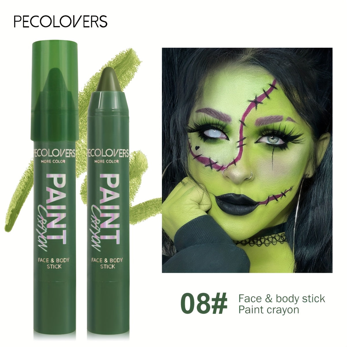 [1pc Vibrant Paint Stick] 1pc Vibrant Waterproof Paint Stick | High Pigment, Long-Lasting, Easy Application, Soft Formula in Black/Blue/Green/Purple for Halloween & Costume Parties, Halloween Makeup