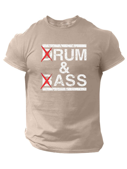 1pc Men'S Casual Crew Neck T-Shirt - Polyester Knit Fabric with Medium Stretch, Short Sleeve Print Top for Going Out, Summer Season - Regular Fit H Tee with "Drum & Bass" Slogan Design