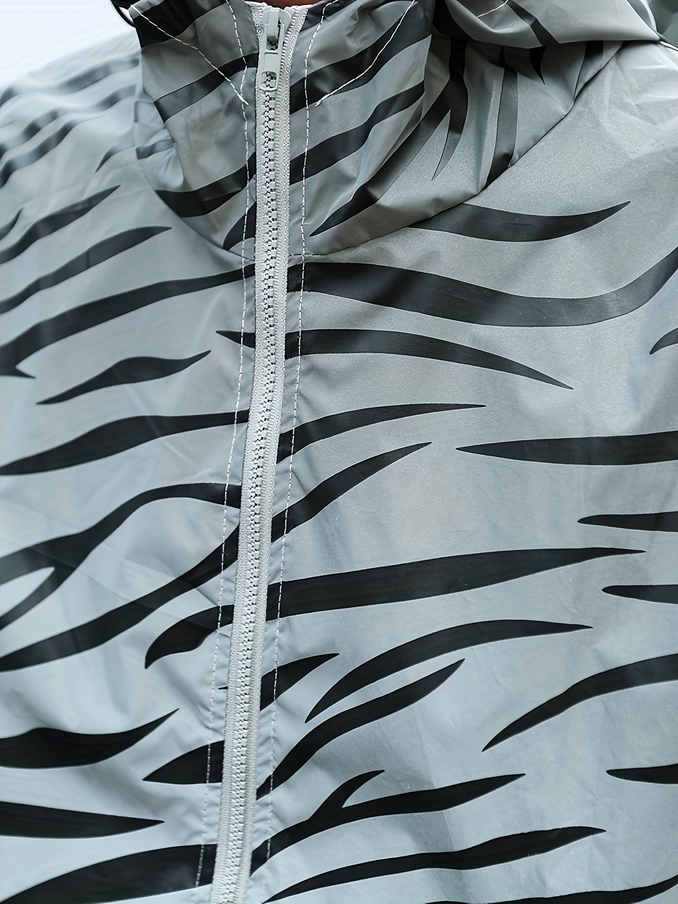Men's Reflective Zebra Stripe Hooded Jacket