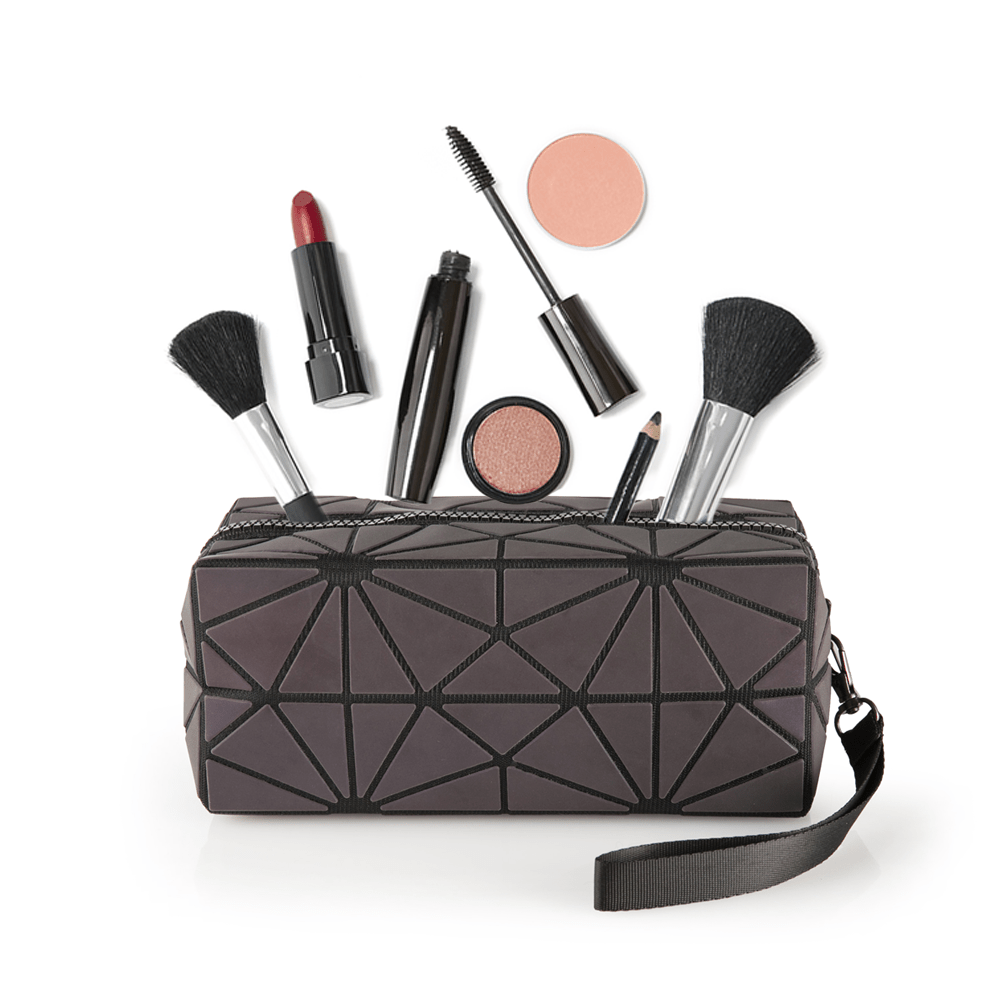 UK LOCAL SELLER - Holographic & Reflective Makeup Bag Medium - Glow in The Night Geometric Rhombus Polyester Lightweight Luxury Cosmetic Pouch Durable with Smooth Zip Multi-Purpose Use Travel Purse | Sent and Fulfilled from U