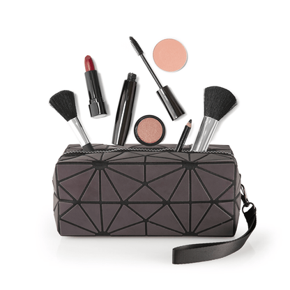 UK LOCAL SELLER - Holographic & Reflective Makeup Bag Medium - Glow in The Night Geometric Rhombus Polyester Lightweight Luxury Cosmetic Pouch Durable with Smooth Zip Multi-Purpose Use Travel Purse | Sent and Fulfilled from U