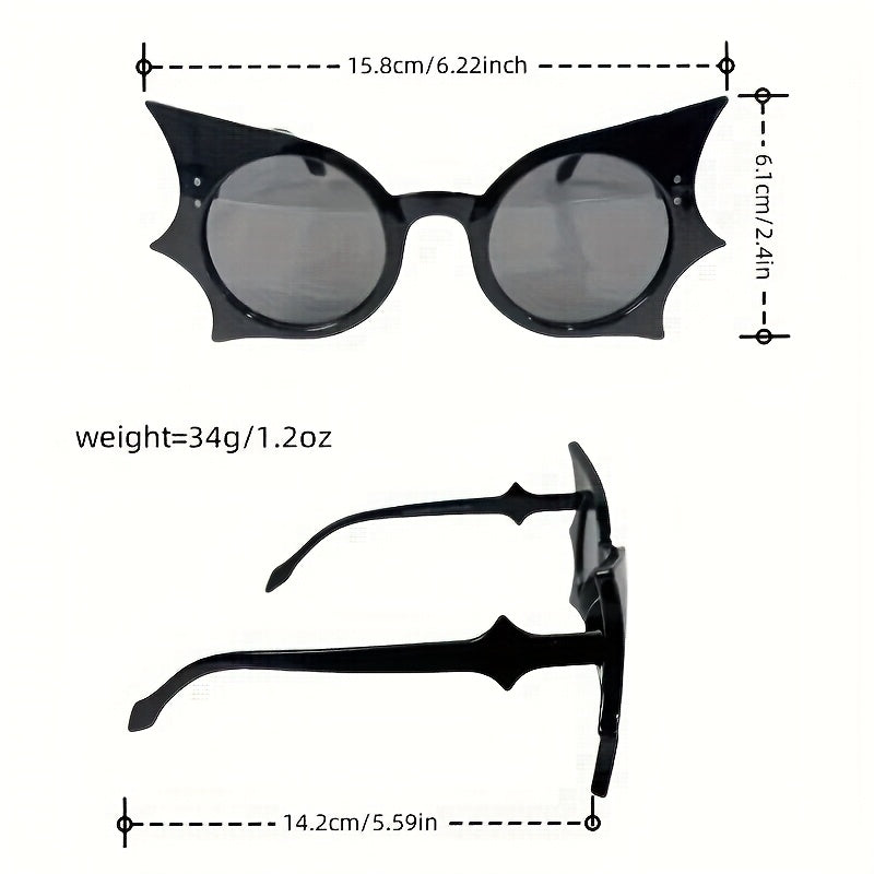 1pc/2pcs Y2K Vampire Bat-Shaped Fashion Glasses - Gothic Leopard Print & Solid Black Frames with Transparent Lenses, Lightweight Plastic Frames for Halloween Costume Parties, Teens Fashion Accessories, Bold Statement Pieces,