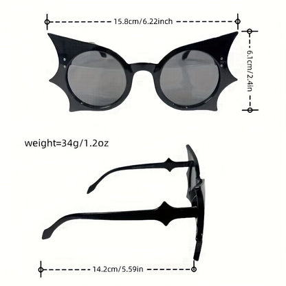 1pc/2pcs Y2K Vampire Bat-Shaped Fashion Glasses - Gothic Leopard Print & Solid Black Frames with Transparent Lenses, Lightweight Plastic Frames for Halloween Costume Parties, Teens Fashion Accessories, Bold Statement Pieces,