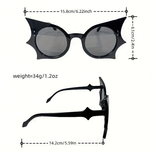 1pc/2pcs Y2K Vampire Bat-Shaped Fashion Glasses - Gothic Leopard Print & Solid Black Frames with Transparent Lenses, Lightweight Plastic Frames for Halloween Costume Parties, Teens Fashion Accessories, Bold Statement Pieces,