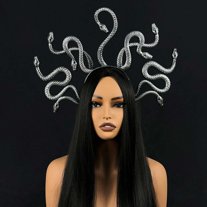Medusa Large Headband - Handmade with Imperfections, Sexy Party Accessory for Costume Parties, Halloween, Carnival/Masquerade Balls, and Women's Dress-Up Events, Halloween Headpiece, Unique Charm, Mysterious Style, Artistic H
