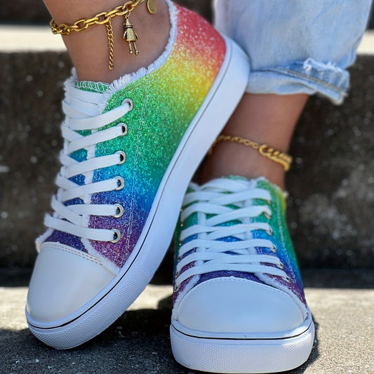 Exclusively Casual Shoes with Rainbow Elements and Blingbling Sequins for Pride Month