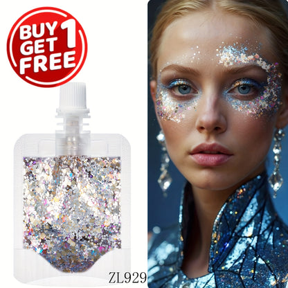 2pcs mermaid Gel Body Glitter- Vibrant Sequin Mermaid Makeup, Eye Shadow & Face Patch, Ideal for Beach & Party Looks, Very suitable for music festivals,Beach Makeup|Vibrant Glitter |Colorful Glitters