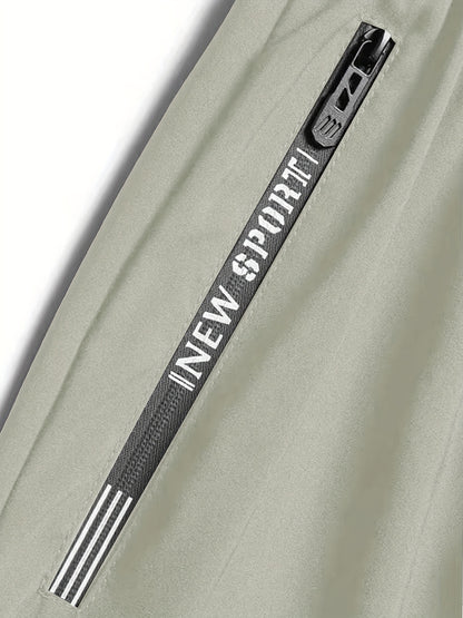 [Moisture-Wicking Shorts] Moisture-Wicking Men's Athletic Shorts | Lightweight Gym Training Shorts with Zipper Pockets & Drawstring Waist - Geometric Pattern, Machine Washable for Casual & Active Wear