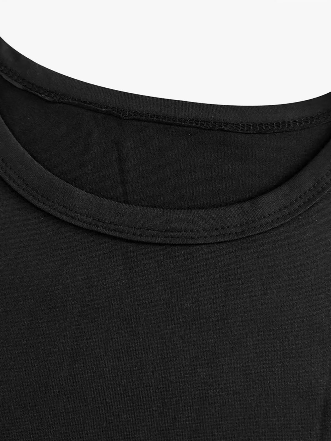 1pc Women'S Elegant "TECHNO" Print T-Shirt Dress - Short Sleeve, Solid Black, Stretchy Polyester, Loose Fit, Machine Washable, Perfect for Spring & Summer Casual Wear, Everyday Elegance | Minimalist Dress | Medium Stretch Com