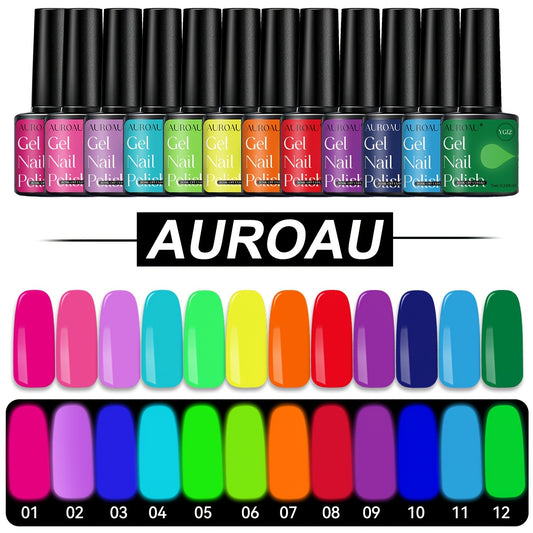 1pc Auroau Gel Nail Polish, Luminous Long-Lasting Nail Gel, Vibrant Color Palette, Non-Toxic, Fast-Drying, High Saturation, Easy to Apply, with Alcohol-Free Formula, for Parties, Dates, Clubbing, Ideal Gift for Christmas & Ne