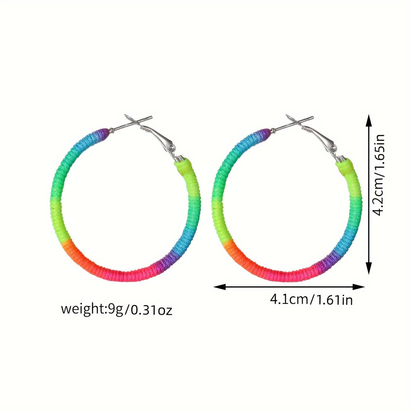 [Adventure] Colorful Bohemian Braided Heart-Shaped Hoop Earrings for Women - Vibrant Multicolor, All-Season Wear, Ideal for Daily & Gift Giving, Quirky Earrings