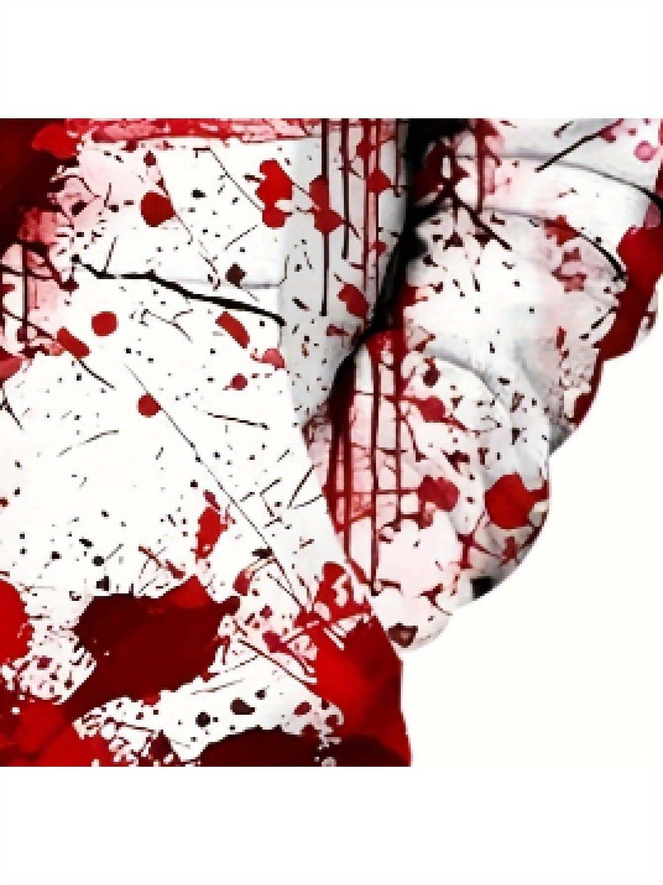 Men's 3D Graphic Print Hooded Sweatshirt with Red Palm & Blood Splatter Design - Edgy Gothic Streetwear Pullover, White & Red Colorblock, Machine Washable Long Sleeve Casual Winter Hoodie for Men, PLUS SIZE