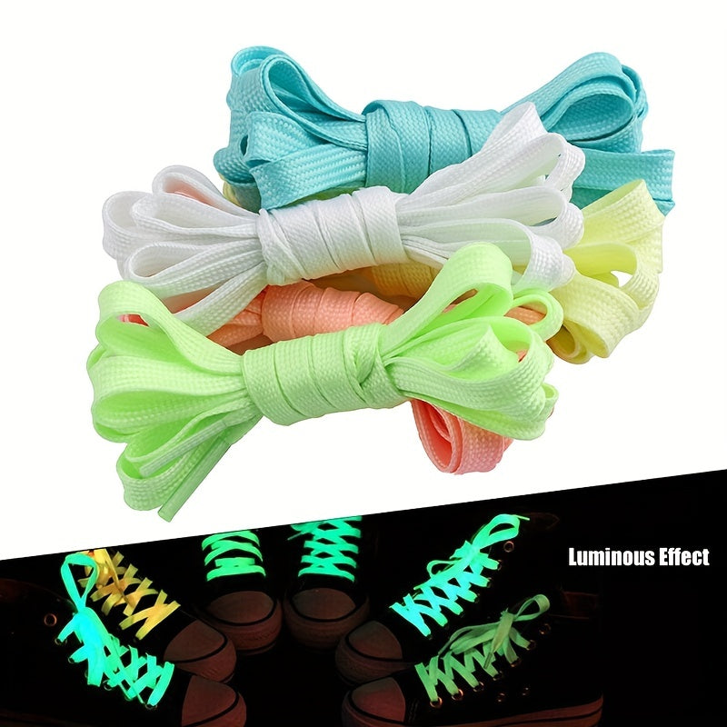 1pair Luminous Shoelaces Men's Women's Sneakers Shoelaces, Glow In The Dark, Fluorescent Shoelaces For Party Dance Dress Up