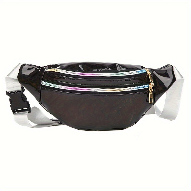 Holographic Sequin Waist Bag for Women - Stylish Crossbody Belt Bag with Adjustable Strap, Zipper Closure, And Glittery Purple, White, And Pink Patterns - Perfect for Outdoor Activities, Travel, And Everyday Fashion, Crossbod