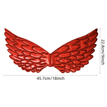 [Halloween] 4pcs Halloween Devil Costume Set, Red Sexy Halloween Costumes Demon Horn Headband, Demonic Wings, Antique Like Pendant Collar Necklace, Lace Arm Sleeves Cosplay Costume Accessories for Women