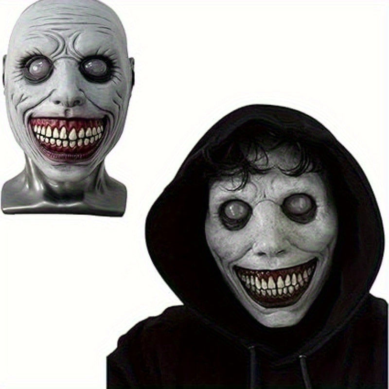 [Scary Zombie Mask Set] Scary Halloween Zombie Mask Set - 1pc Clown & Demon Dual Design | Lightweight Breathable Plastic | Cosplay/Haunted House Party | Fangs Included