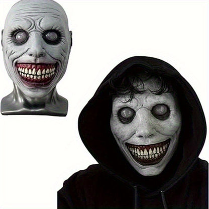 [Scary Zombie Mask Set] Scary Halloween Zombie Mask Set - 1pc Clown & Demon Dual Design | Lightweight Breathable Plastic | Cosplay/Haunted House Party | Fangs Included