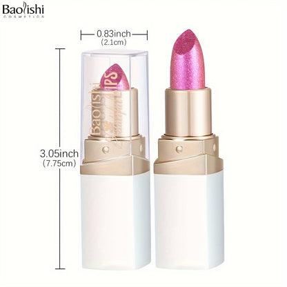 BAOLISHI Chameleon Shiny Lipstick, Highly Pigmented Metallic Lipstick Shiny Gradient Color Long-lasting Makeup Sparkle For All Day For Music Festival