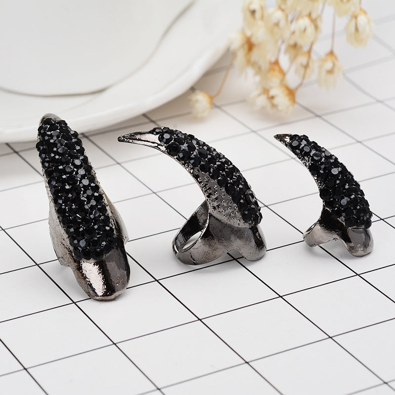 5pcs, Eagle Claw Ring, Punk Style Cat Claw Ring, Gothic False Nails, Armor Effect Finger Joints Curved Sharp Claws, Suitable for Role-Playing Parties, Unisex Halloween Gifts, Exaggerated Long Nails, Personalized Fashion Style