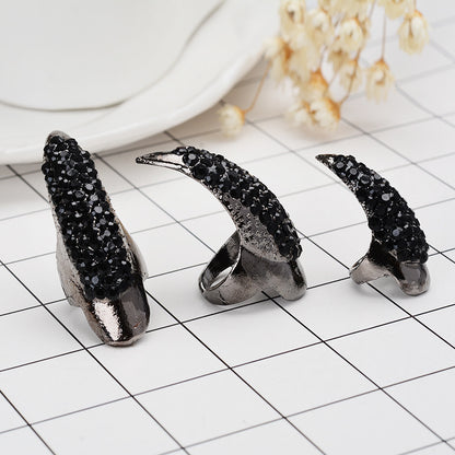 5pcs, Eagle Claw Ring, Punk Style Cat Claw Ring, Gothic False Nails, Armor Effect Finger Joints Curved Sharp Claws, Suitable for Role-Playing Parties, Unisex Halloween Gifts, Exaggerated Long Nails, Personalized Fashion Style